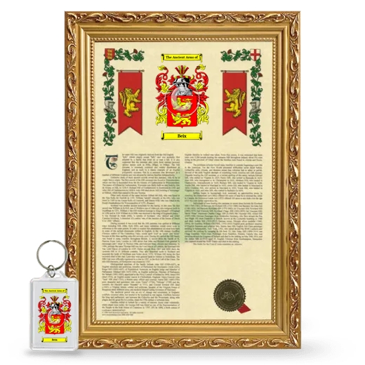 Beix Framed Armorial History and Keychain - Gold