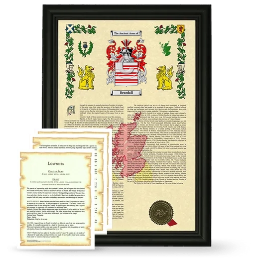 Beardall Framed Armorial History and Symbolism - Black