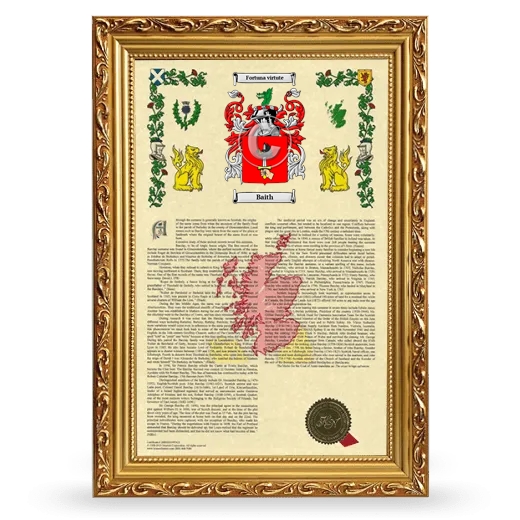 Baith Armorial History Framed - Gold