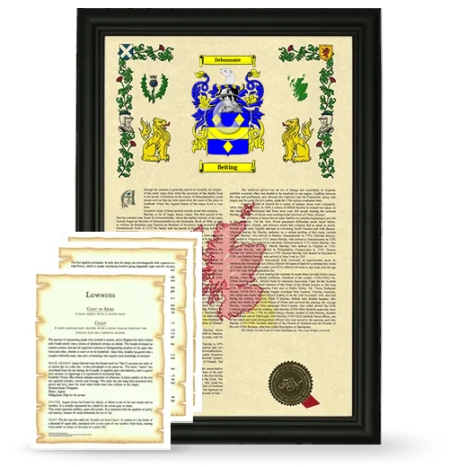 Beiting Framed Armorial History and Symbolism - Black