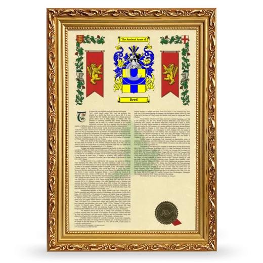 Beed Armorial History Framed - Gold