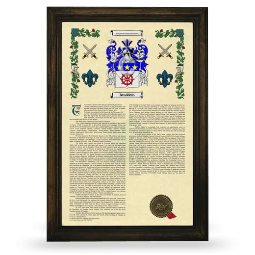 Beuddein Armorial History Framed - Brown