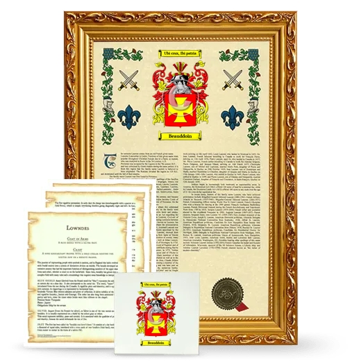 Beauddoin Framed Armorial, Symbolism and Large Tile - Gold