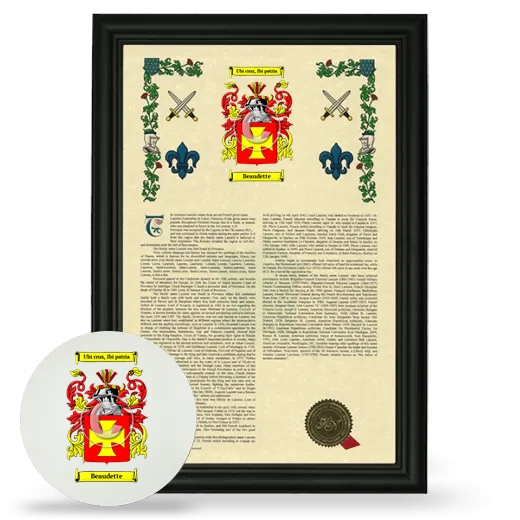 Beaudette Framed Armorial History and Mouse Pad - Black