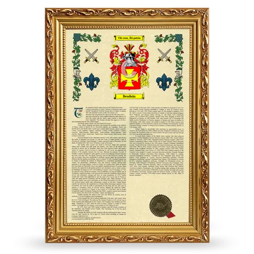 Beuduin Armorial History Framed - Gold