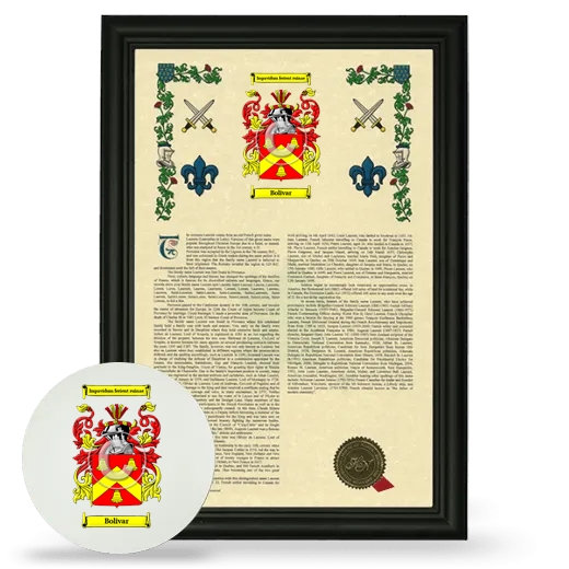 Bolivar Framed Armorial History and Mouse Pad - Black