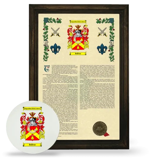 Bolivar Framed Armorial History and Mouse Pad - Brown