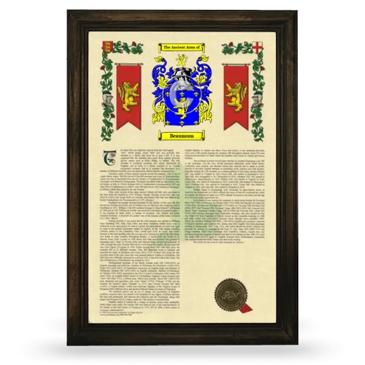 Beaumum Armorial History Framed - Brown