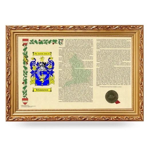 Beiummeaux Armorial Landscape Framed - Gold