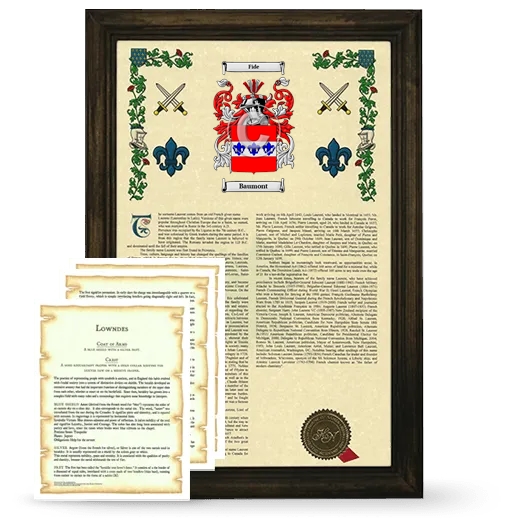 Baumont Framed Armorial History and Symbolism - Brown