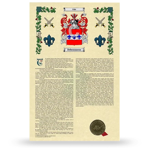 Debeaumeau Armorial History with Coat of Arms