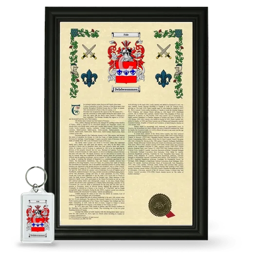 Delabeaummau Framed Armorial History and Keychain - Black