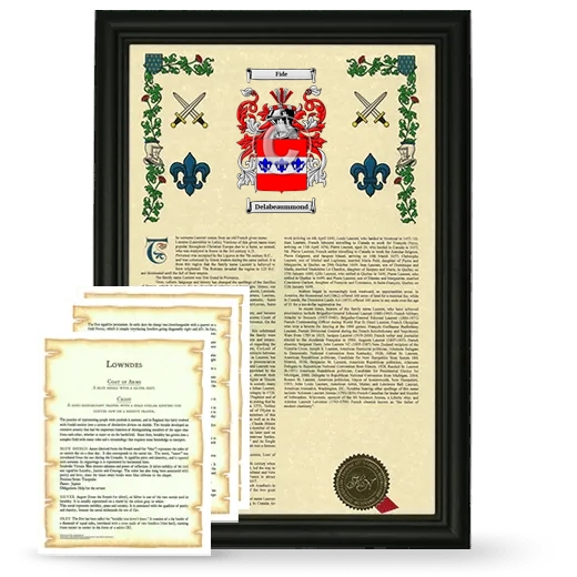 Delabeaummond Framed Armorial History and Symbolism - Black