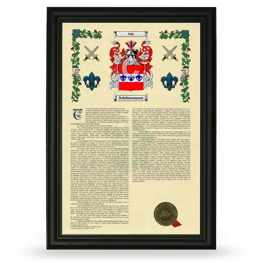 Delabeaumont Armorial History Framed - Black