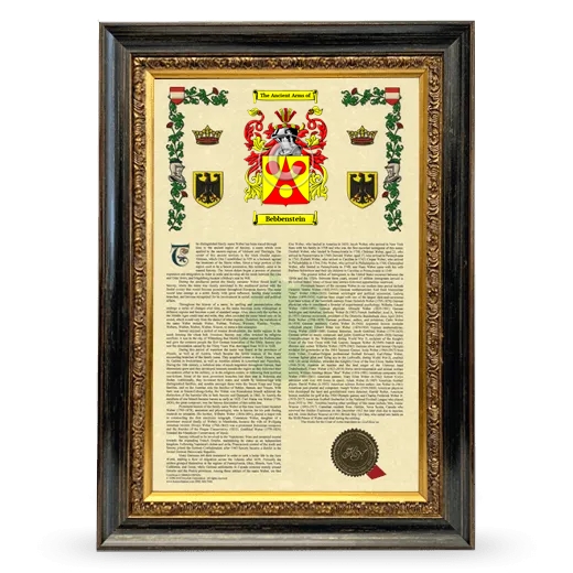 Bebbenstein Armorial History Framed - Heirloom