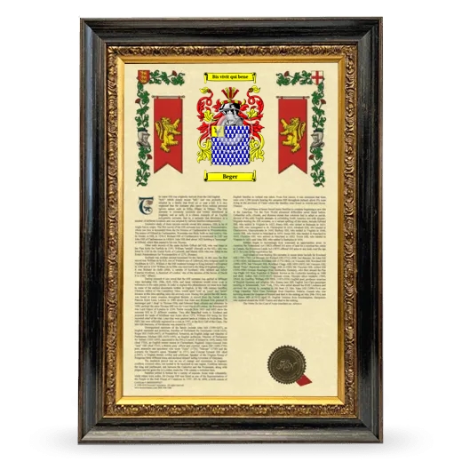 Beger Armorial History Framed - Heirloom