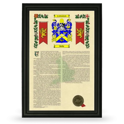 Beeby Armorial History Framed - Black