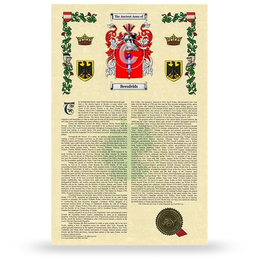 Beenfelds Armorial History with Coat of Arms