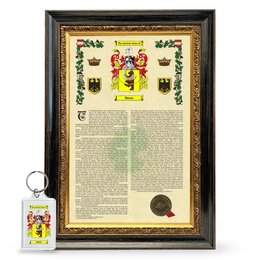 Beren Framed Armorial History and Keychain - Heirloom