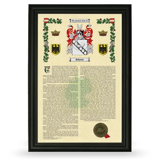 Behrent Armorial History Framed - Black