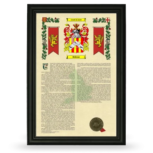 Belesur Armorial History Framed - Black