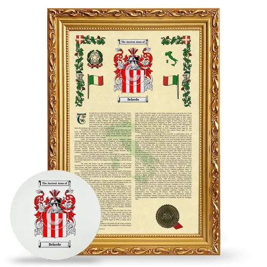 Belardo Framed Armorial History and Mouse Pad - Gold