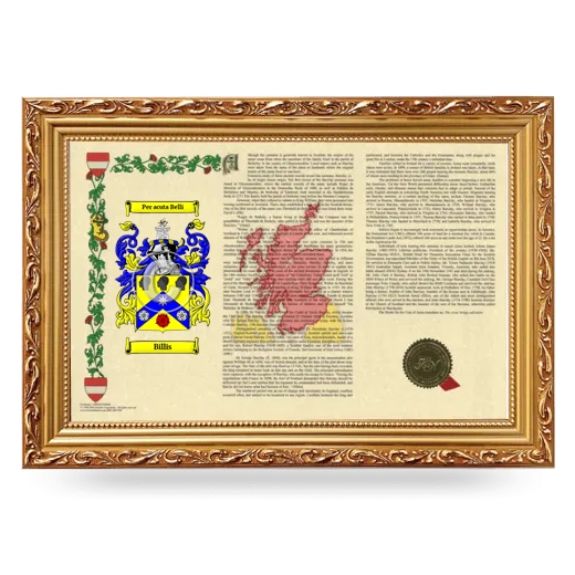 Billis Armorial Landscape Framed - Gold