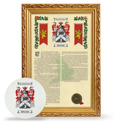 Belessomb Framed Armorial History and Mouse Pad - Gold