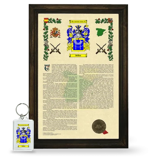 Bellon Framed Armorial History and Keychain - Brown