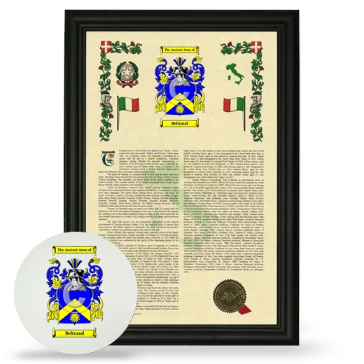 Beltrand Framed Armorial History and Mouse Pad - Black