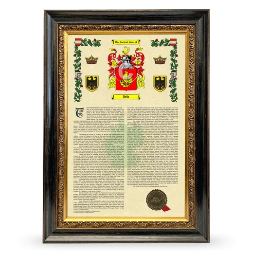 Belz Armorial History Framed - Heirloom