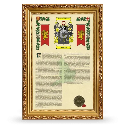 Bentboe Armorial History Framed - Gold