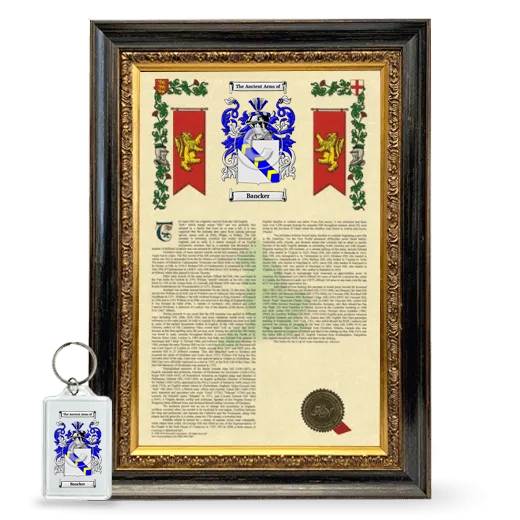 Bancker Framed Armorial History and Keychain - Heirloom