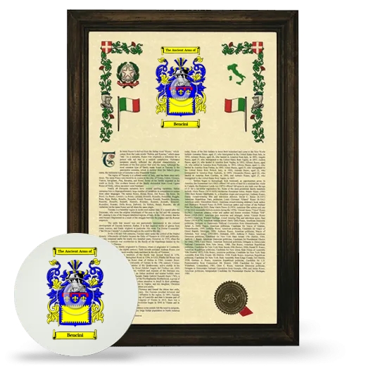 Bencini Framed Armorial History and Mouse Pad - Brown