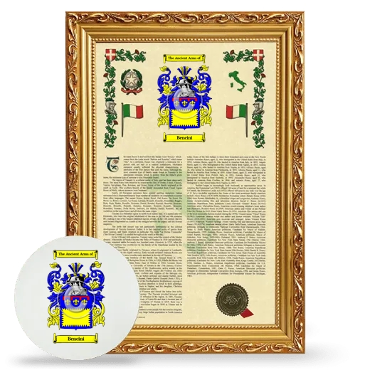 Bencini Framed Armorial History and Mouse Pad - Gold