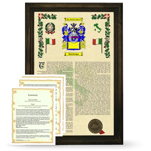 Bencivengo Framed Armorial History and Symbolism - Brown