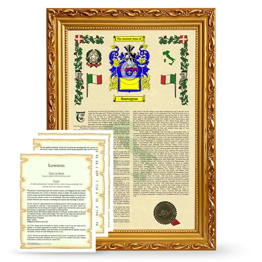 Bonvegtna Framed Armorial History and Symbolism - Gold