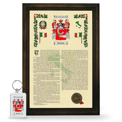 Benettoni Framed Armorial History and Keychain - Brown