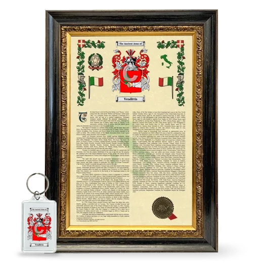 Vendittis Framed Armorial History and Keychain - Heirloom