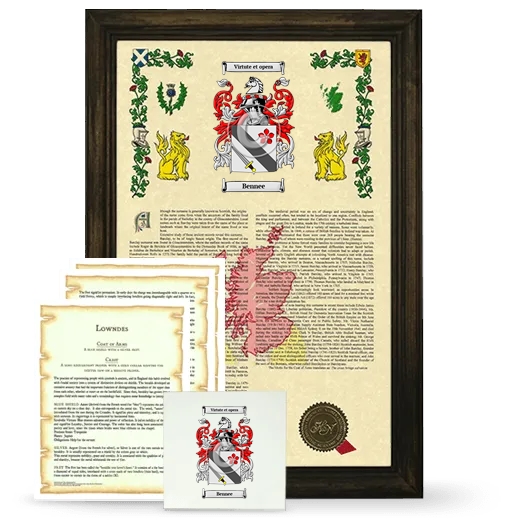 Bennee Framed Armorial, Symbolism and Large Tile - Brown