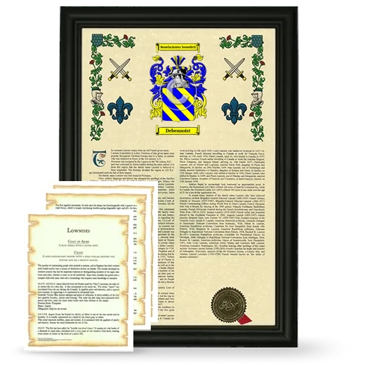 Debennoist Framed Armorial History and Symbolism - Black