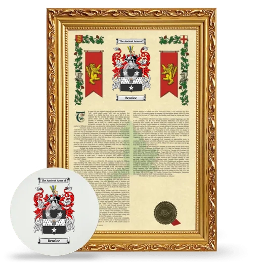 Bensloe Framed Armorial History and Mouse Pad - Gold