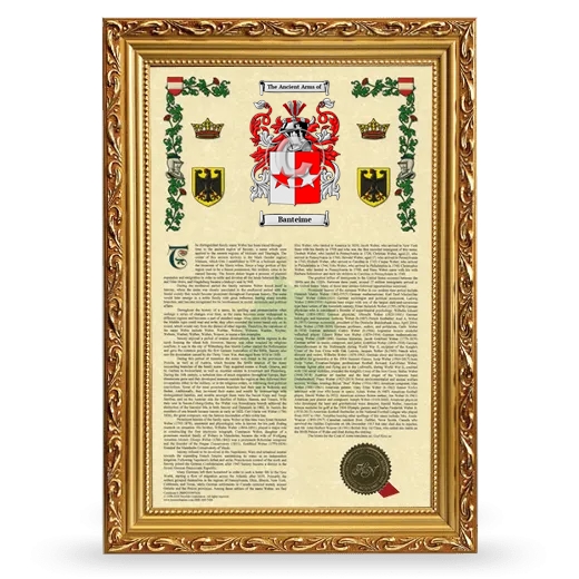 Banteime Armorial History Framed - Gold