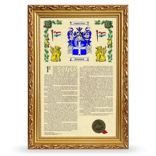 Benntinck Armorial History Framed - Gold