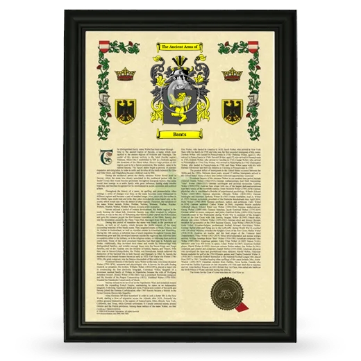 Bants Armorial History Framed - Black