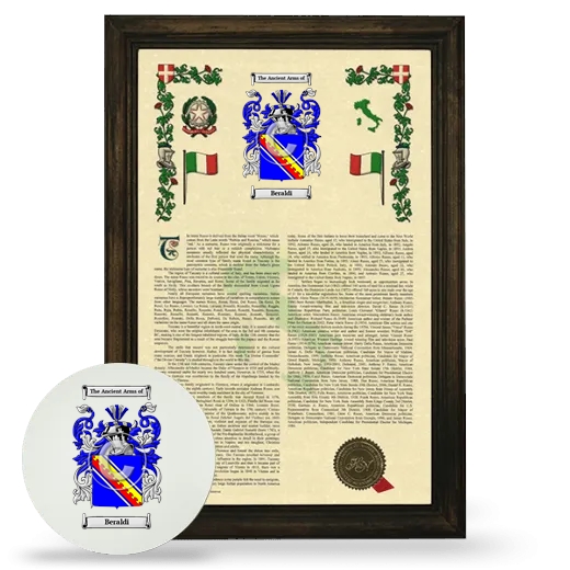 Beraldi Framed Armorial History and Mouse Pad - Brown