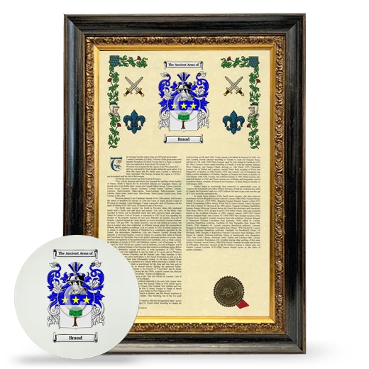 Braud Framed Armorial History and Mouse Pad - Heirloom