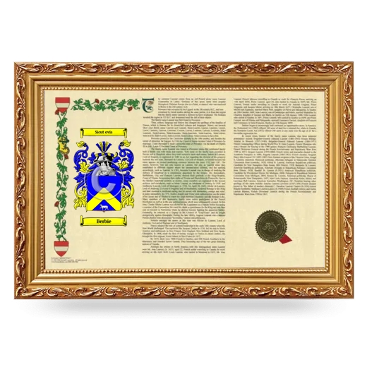 Berbie Armorial Landscape Framed - Gold