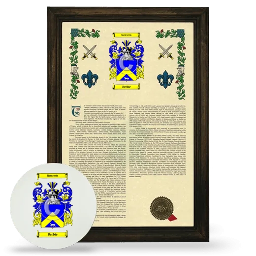 Berbie Framed Armorial History and Mouse Pad - Brown