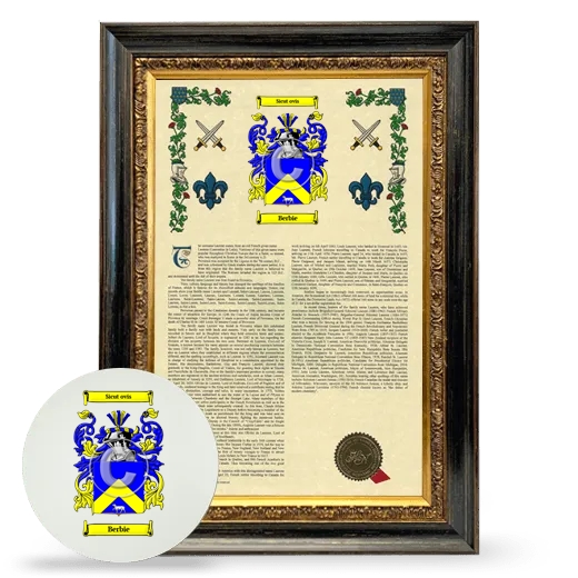 Berbie Framed Armorial History and Mouse Pad - Heirloom